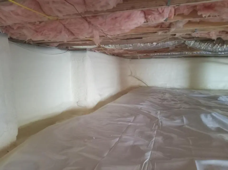 Crawl space encapsulation with closed-cell spray foam for Spray Foam Roofing in Moorhead